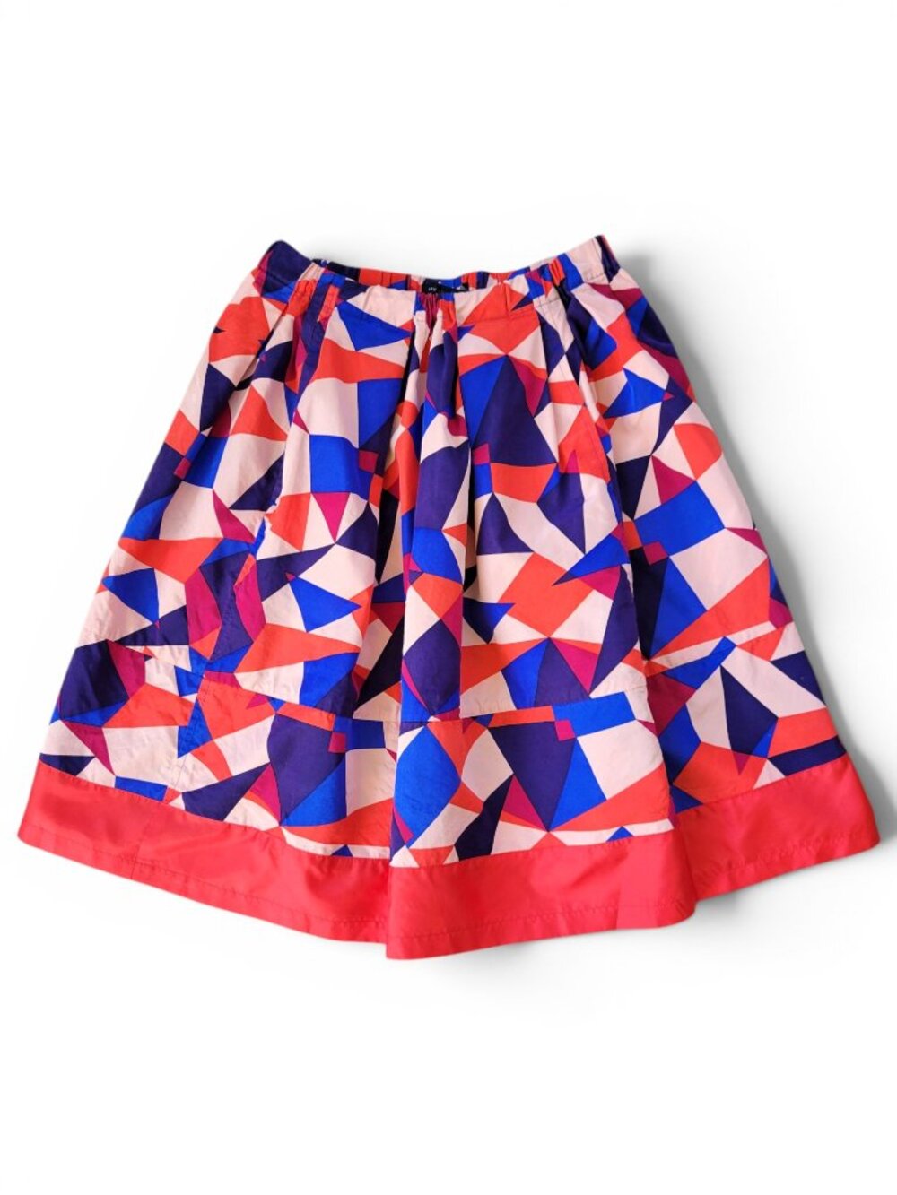 Marc by Marc Jacobs Silk Blend Skirt in Geometric Print in Pink, Red, and Blue